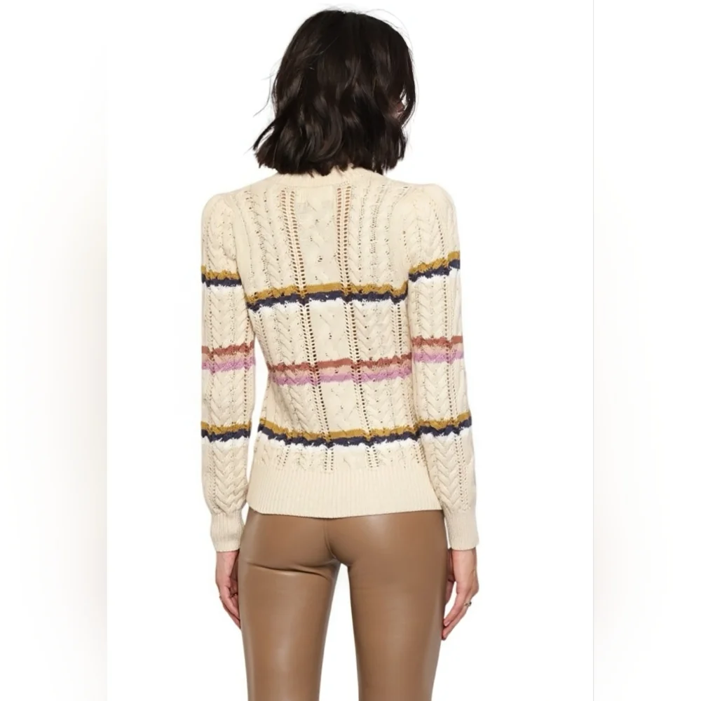 Heartloom Rossini Cable Stitch Pullover Sweater XS Fall Autumn Stripe Relaxed - Picture 2 of 12
